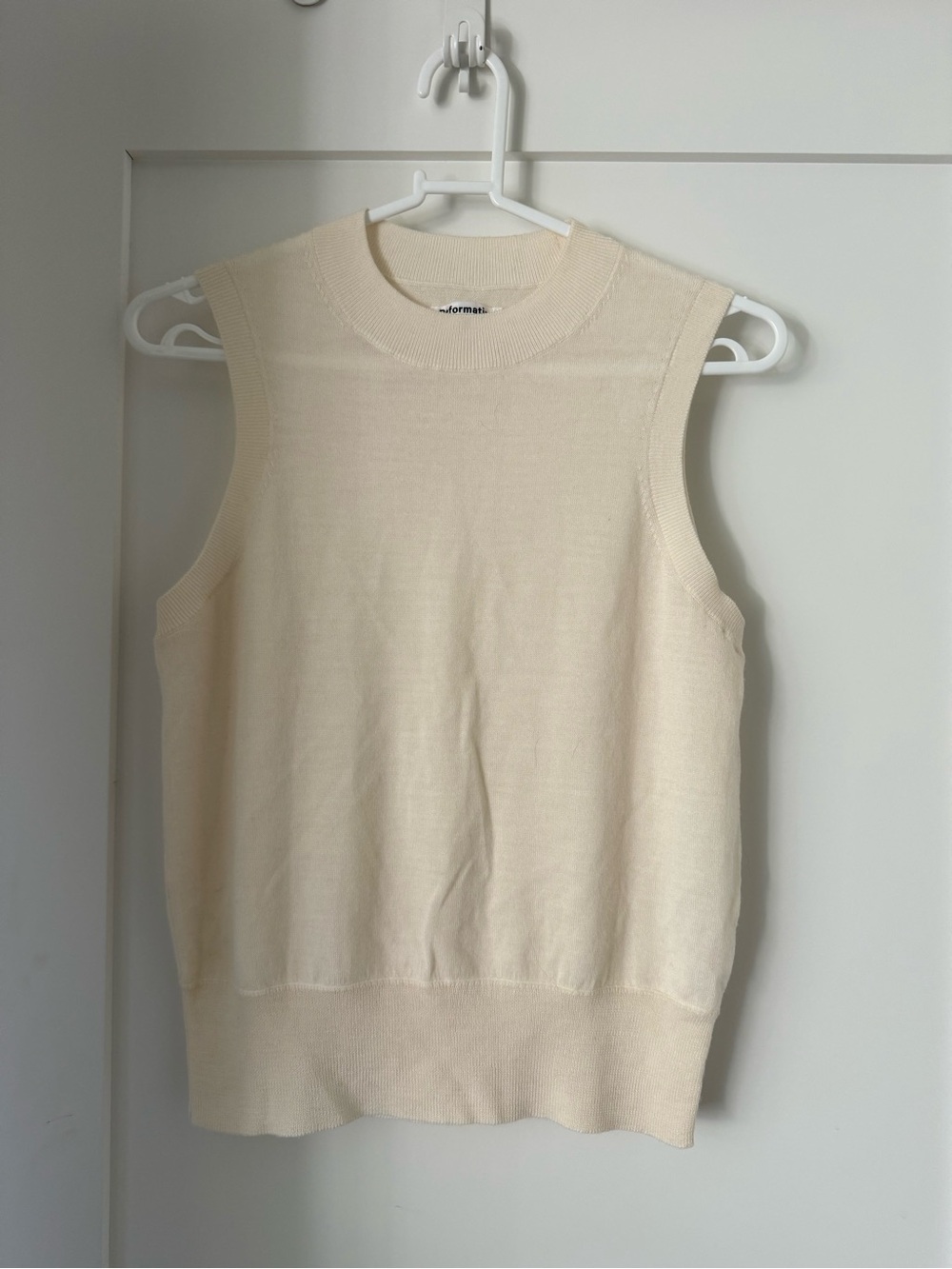 Reformation Cream Sleeveless Crewneck Knit Vest